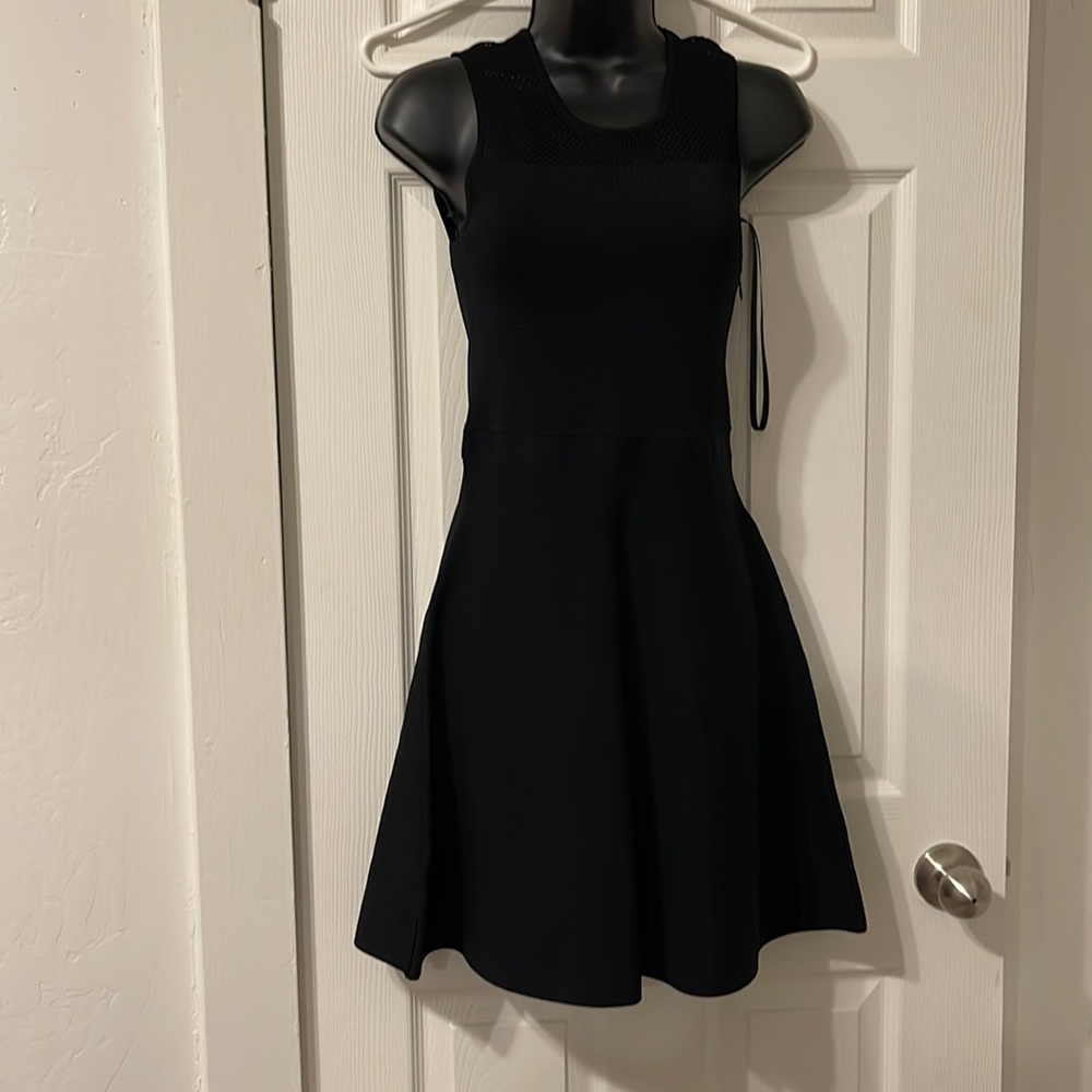 NWT ANN TAYLOR PETITE XXS MINI FLARED BLACK DRESS